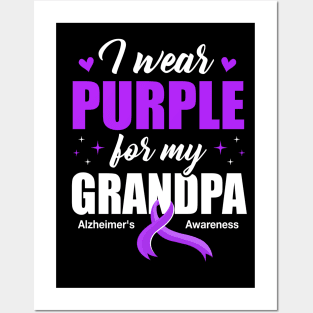 Support I Wear Purple For My Grandpa Alzheimer's Awareness Posters and Art